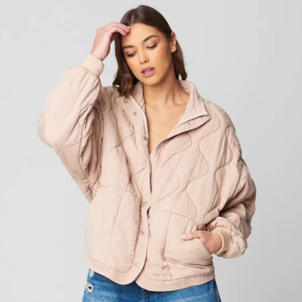 Anthro BLANK NYC Blush Pink Quilted Bomber Jacket - Picture 15 of 15